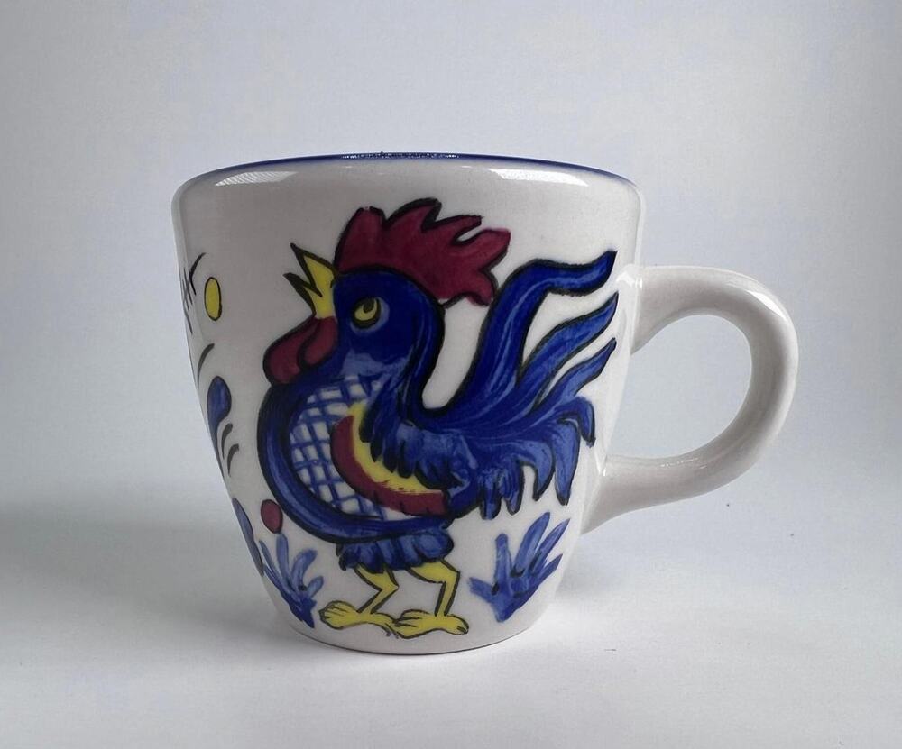 Buffalo China Blue Rooster Espresso Deitasse Cup Vintage 80s Olive Garden